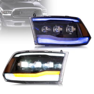 China Sequential Turn Signal Car Headlight For Dodge Ram 1500 2500 3500 Pickup Quad Styling Black Headlights Main Lamps for sale