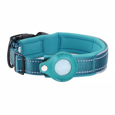 China 2021New Adjustable Nylon Anti-Drop Pet Collars For AirTag Holder Collar Buckle Reflective Dog Collar For Airtags Case for sale