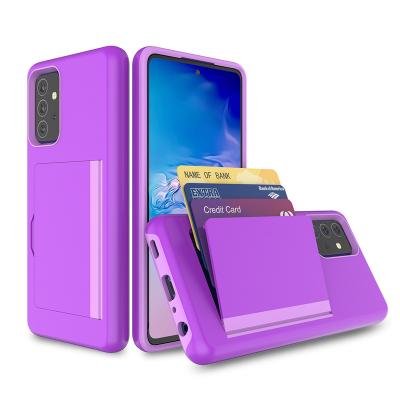 China TPU+PC TPU Phone Case 2 IN 1 Credit Card Storage Phone Case For Samsung A72 5G A10 A20 Stand Phone Cover With Flip Card for sale