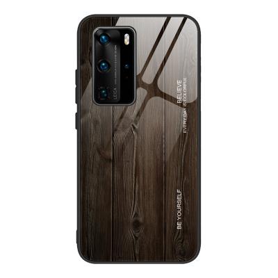 China Hot Selling Shock Resistant Soft Tempered Glass Wood Pattern Back Phone Case Cover For Huawei P30 P20 Pro Mate 20 Capa Case for sale