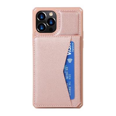 China Anti-drop Drop Shipping PU Leather Back Cover Protective Business Phone Case For iPhone 13 12 Pro Card Slot Holder Bracket Case for sale