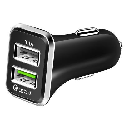 China Qualcomm QC 3.0 USB C Car Charger 5V3.1A USB C Fast Charging 2 USB Port Car Adapter 30W Fast Car Fast Charger For Mobile Phone for sale