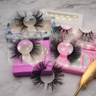 China Wholesaler Magicbee 25mm Long/Thick/Cross 8D Mink Eyelashes Wholesaler Premium Quality 25mm False Mink Eyelash Whips With Custom Eyelash Packing Box for sale