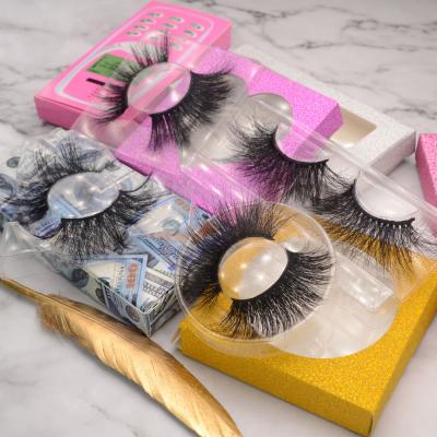 China Magicbee 100% Real Mink Eyelashes Vendor 5D 25MM Long/Thick/Cross Fluffy Eyelashes Full Strip Sheer With Packaging Box for sale