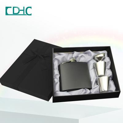 China Coastal 6oz Liquor Flask Gift Set Travel Custom Flask Stainless Steel Logo Jug Whiskey Alcohol Hip Flask Matte Black Flask for sale