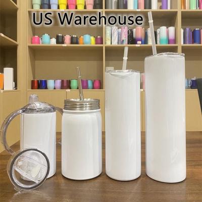 China US WAREHOUSE Sublimation Sublimation Masks 12 oz Sippy Cup Mason Jar Double Wall Kid Stainless Steel Tumbler 20 oz Straight Tumblers for sale