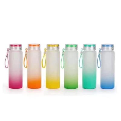 China Viable Frosted Glass Water Bottle 500ml Ombre Color for sale