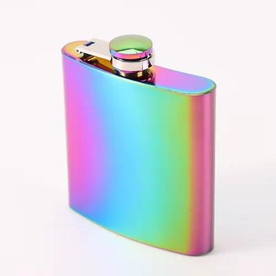 China 6oz 7oz 8oz Coastal Holographic Hip Flask Set with Funnel Gift Box Stainless Steel Liquor Whiskey Hip Flask and Shot Glasses Portable for sale