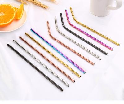 China Viable Food Grade 21.5/26cm Stainless Steels Straight Bent Colored Straws 6MM For Lean Tumblers for sale