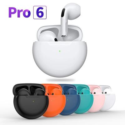 China new in-ear headset pro6 wireless touch 5.0 tws stereo binaural manufacturer sports true wireless headset Macaron for sale