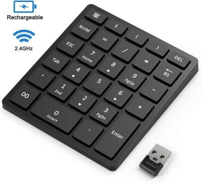 China Portable Wireless Rechargeable Wireless Number Pad 28-Key Accounting 28-Key Numeric Keypad for Mac for sale