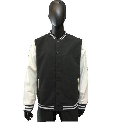 China New Design Selling PU Sleeve Mens Viable Warm Leather Wool Bomber Casual Jacket for sale