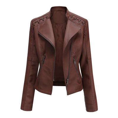 China Breathable Biker Style Custom Shorts Jacket Women Solid Color PU Leather Jacket for sale