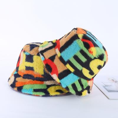 China Wholesale New Design Fashion Faux Fur Adults Winter Fashionable Hats Tie Dye Fur Bucket Hat for sale