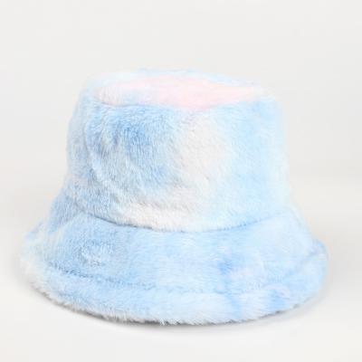 China Best Selling Design Casual Outdoor Print Casual Wide Bucket Hat Women Faux Fur Dye Faux Fur Wide Bucket Hat for sale