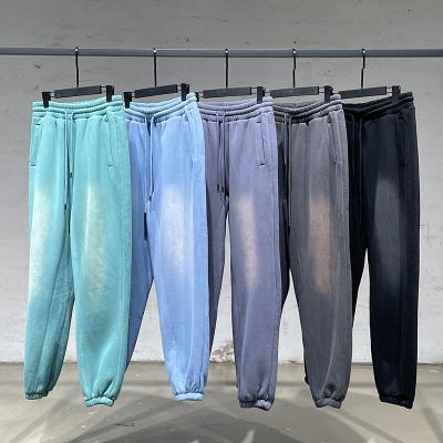 China Anti-pilling 2021 heavy thick fleece fabric 380gsm sweatpants wash gradient cotton sports joggers wholesale for sale