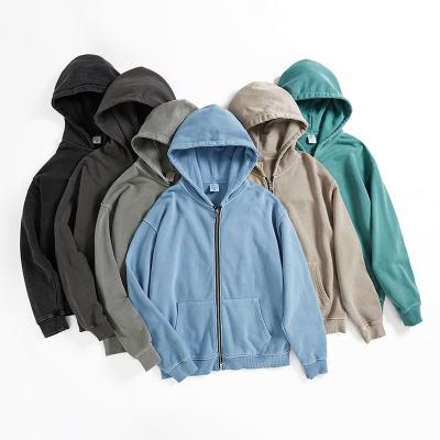 China 2021 High Quality French Oversized 430gsm Terry Cotton Blank Plain Zipper Anti-pilling Men's Hoodies Wholesale for sale