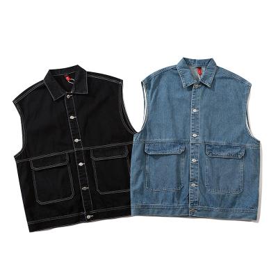 China High Quality Plus Size Graffiti Denim Vest Jacket Men Refine White Plus Size Men's Jackets Wholesale for sale