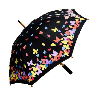 China Direct sales traditional hot creative color factory changing straight umbrella with wooden shaft for sale