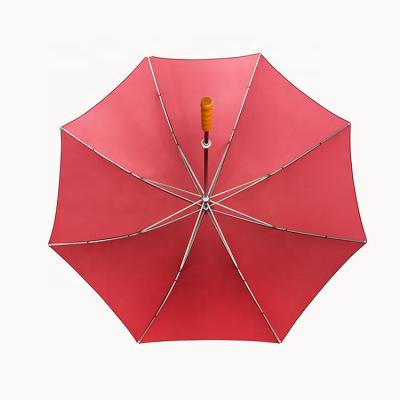 China Minimalist Promotion Printing Advertising Customized Manual Opening Straight Umbrella Golf Umbrella With Wooden Handle for sale