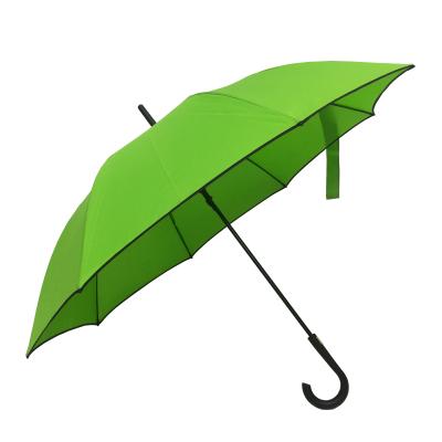 China Promotional Cool Fluorescent Green Color Automatic Open Straight Umbrella With Hook Handle for sale