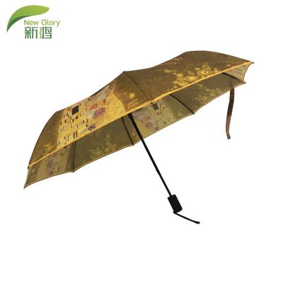 China Automatic Open Manual Umbrella Manufacturing Premium Narrow Digital Printing 3 Fold Automatic Customized Umbrella for sale