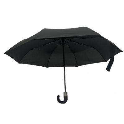 China Contemporary Automatic Three Fold Automatic Man Open Narrow Umbrella With Curved Handle for sale