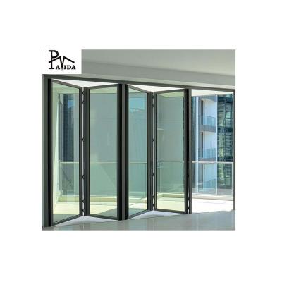 China Singapore aluminum alloy hurricane proof tempered glass folding balcony window and door anti-theft system for sale