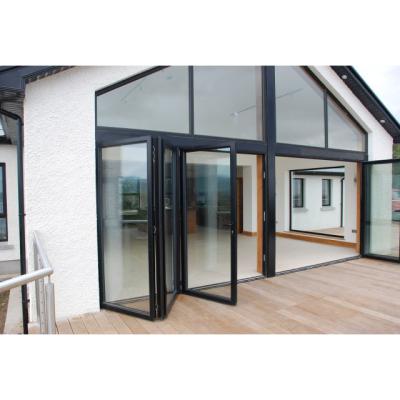 China Tight bifold door manufacturer waterproof aluminum glass air folding door folding door for sale