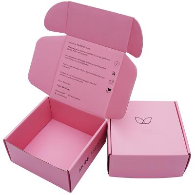 China Recycled Materials Custom Logo Cardboard Carton Mailing Box Pink Set Cosmetics Cosmetics Shipping Skin Care Corrugated Packaging Boxes for sale