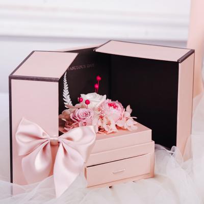 China Recycled Materials Flower Creative Gift Box Flower Soap Jewelry Box Necklace Bracelet Earrings Lipstick Packaging Box for sale