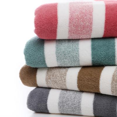 China Anti-Static Polyester Stripe Absorbent Towel Coral Fleece Fabric For Towel Clothes Blanket Bedding Toy for sale