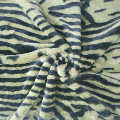 China Organic factory selling stylish super soft warm zebra striped rabbit fur fabric print for toy/garment/home textile for sale