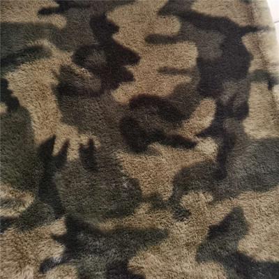 China 2021 Organic Military Green Camouflage Plush Natural Faux Rabbit Fur Fabric for sale