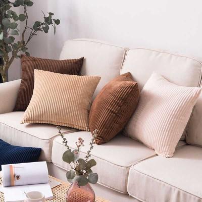 China Fast Delivery Four Sizes PORTABLE Solid Color Stripe Flannel Pillowcase Car Office Pillow Case Sofa Cushion Cover for sale