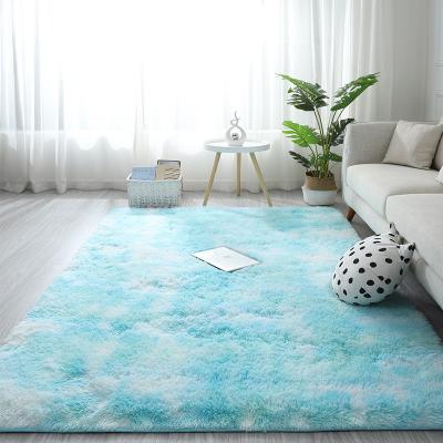 China Factory Promotion Europe Style Tie Dye Carpet Bedroom Floor Mat Faux Fur Custom Fluffy Non-slip Small Area Rug for sale