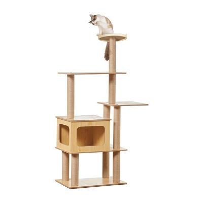 China Sustainable Charming Design Cat Climbing Frame Luxury Cat Wooden Post Nest Cat House for sale