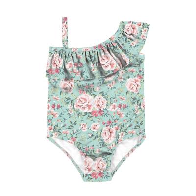 China New Breathable Girls One Piece Swimsuit Boutique Floral Print Summer Swimwear Babies Swimming Bathing Suits for sale