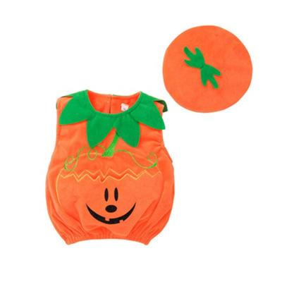 China Halloween Toddler Holiday Polyester/Cotton Pumpkin Super Cute Newborn Sleeveless Romper Jumpsuit Happy Baby Clothes 2pcs for sale