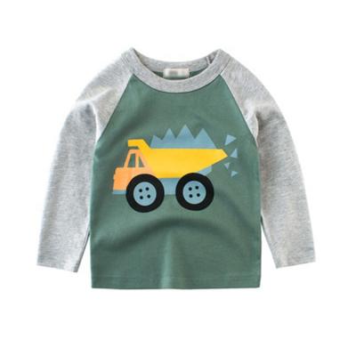 China Breathable New Cute Toddler Printing Autumn Leading Wholesale Baby Boy 100% Cotton Splicing Long Sleeve T-shirts for sale