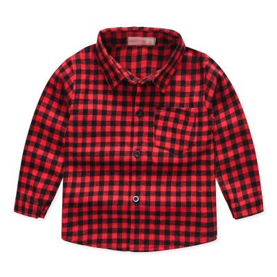 China Factory Price Fashion Children's Clothing Breathable Cardigans Buttons Long Sleeve Cotton Plaid Shirt Top Kids Boy for sale