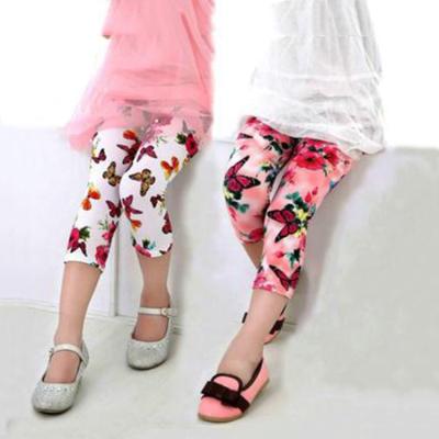 China New Summer Slim Breathable Girls Cartoon Print Leggings Soft Fabric Polyester Cropped Trousers Kids Casual Pants for sale