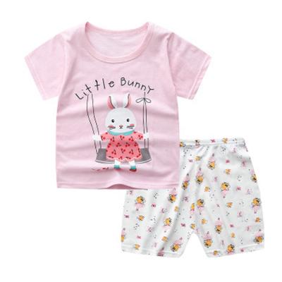 China Summer Sale Toddler Boy Girl Cotton Cartoon Printing Pants Breathable Warm Baby T-shirt 2PCS Shorts Set for sale