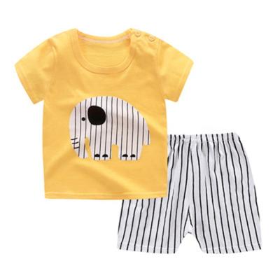 China Breathable Summer 2PCS Low Price Toddler Print Cotton Shorts Sleeve Newborn Top Shorts Pants T-shirt Set Baby for sale