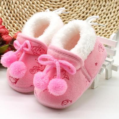 China Other Soft Cute Winter Ball Bow Plush Child Boy Girl Snow Boots Baby Designers Shoes for sale