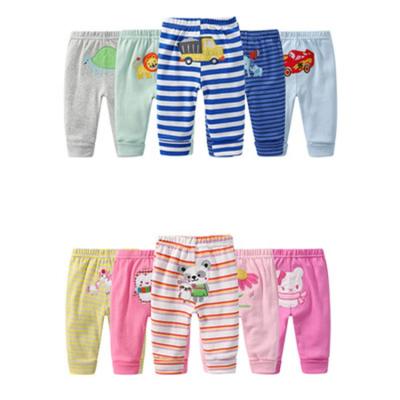 China Cotton Breathable Soft Print Cartoon Wear Legging Comfy 100% Pants 5 Pack Mix Design Newborn Baby Pants for sale