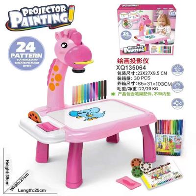 China New Cartoon Early Cartoon Smart Children's Toy Education Lighting Instrument Deer Table And Chair Projection Painting Illuminated Drawing Board for sale