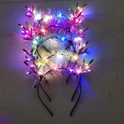 China 2022 Christmas HeadBuckle LED Antlers Kids Gift Glowing Luminous Silk Headband Christmas Headband Girl Accessories Christmas Headband for sale