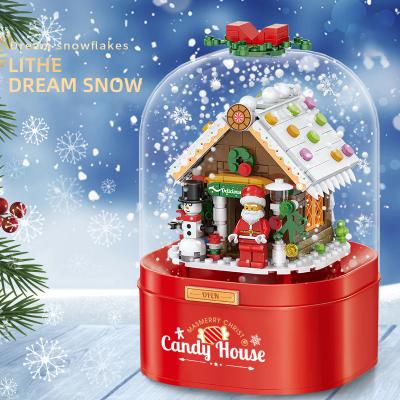 China DIY TOY PLAY 2021 New Christmas DIY Music Box Hand Built Ornament Santa Claus Building Blocks Educational Toys for Children's Gift for sale