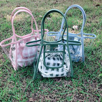 China Normcore/minimalist Normcore/minimalist 2021 summer hot selling leisure fashion beach transparent Two-in-One transparent PVC wallet wallet Jelly Handbag Ladies Purse Set for sale